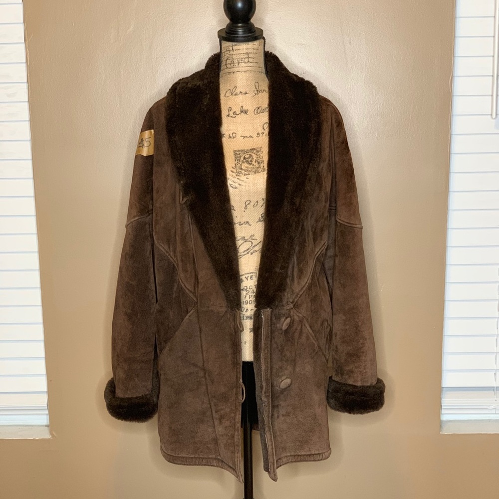 Brown Suede Coat with Fur trim